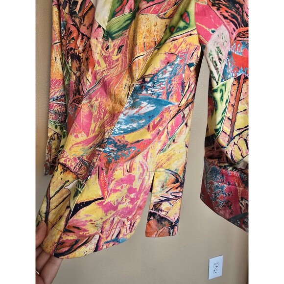Yansi Fugel floral long sleeve button-up lightweight jacket Women's size medium - Picture 6 of 10